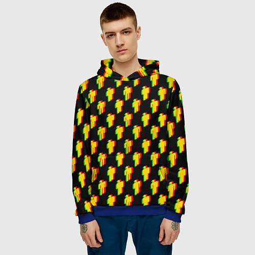 Мужская толстовка Billie Eilish glitch pattern / 3D-Синий – фото 3