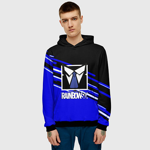 Мужская толстовка Rainbow six geometry steel / 3D-Черный – фото 3