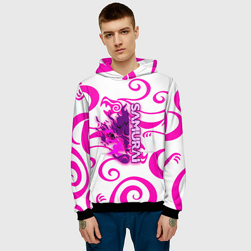 Мужская толстовка Samurai dragon steel / 3D-Черный – фото 3