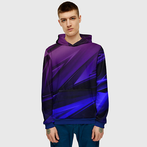 Мужская толстовка Абстракция из градиента и линий / 3D-Синий – фото 3