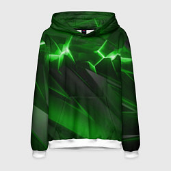 Толстовка-худи мужская Яркая зеленая объемная абстракция, цвет: 3D-белый