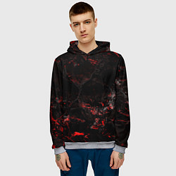 Толстовка-худи мужская Потертая красная текстура, цвет: 3D-меланж — фото 2