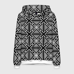 Толстовка-худи мужская Перекрестие ромбов, цвет: 3D-белый