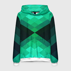 Толстовка-худи мужская Изумрудная мозаика, цвет: 3D-белый