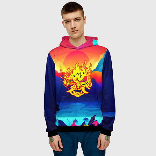 Мужская толстовка Samurai fire logo japan / 3D-Черный – фото 3