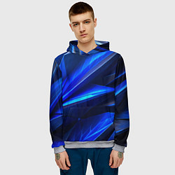 Толстовка-худи мужская Синяя геометрическая абстракция, цвет: 3D-меланж — фото 2