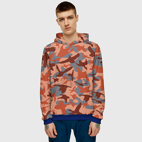 Мужская толстовка Камуфляж птицы / 3D-Синий – фото 3
