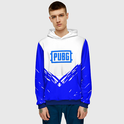 Мужская толстовка PUBG синие краски / 3D-Синий – фото 3