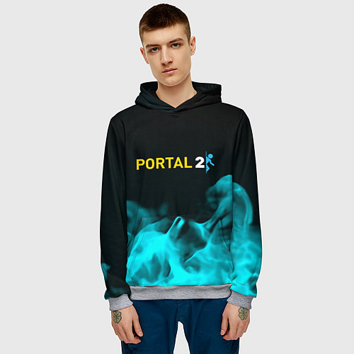 Мужская толстовка Portal fire blue / 3D-Меланж – фото 3