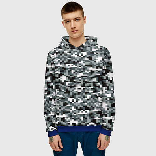Мужская толстовка Камуфляжные пиксели текстура / 3D-Синий – фото 3