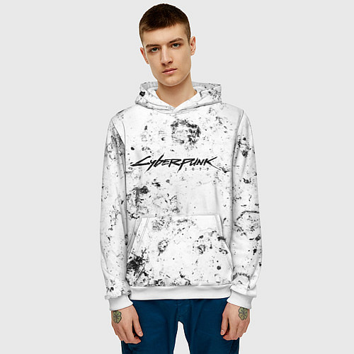 Мужская толстовка Cyberpunk 2077 dirty ice / 3D-Белый – фото 3