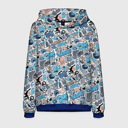 Толстовка-худи мужская Дудл животные и монстры, цвет: 3D-синий