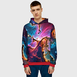 Толстовка-худи мужская Космос и сияние звезд, цвет: 3D-красный — фото 2