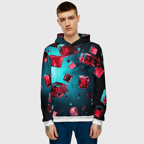Мужская толстовка Взрыв из камней / 3D-Белый – фото 3