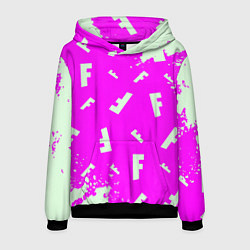 Толстовка-худи мужская Fortnite pattern pink, цвет: 3D-черный