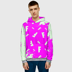 Толстовка-худи мужская Fortnite pattern pink, цвет: 3D-меланж — фото 2
