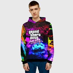 Толстовка-худи мужская GTA vice city краски неоновые, цвет: 3D-черный — фото 2