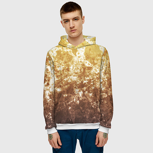 Мужская толстовка Абстракция - yellow sad weather / 3D-Белый – фото 3