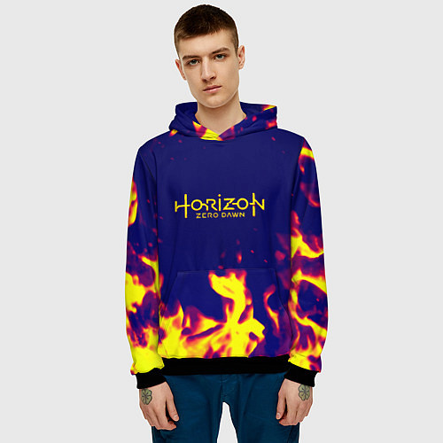 Мужская толстовка Horizon zero dawn flame yellow / 3D-Черный – фото 3