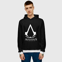 Толстовка-худи мужская Assassins Creed logo game, цвет: 3D-белый — фото 2