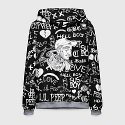 Толстовка-худи мужская Lil Peep pattern автографы лого, цвет: 3D-меланж