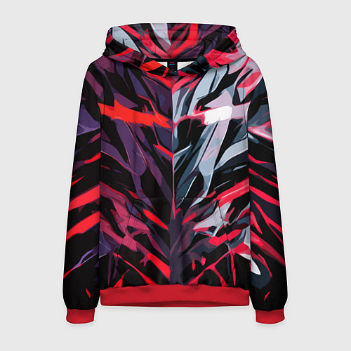 Мужская толстовка Хаотичная чёрно-красная абстракция / 3D-Красный – фото 1