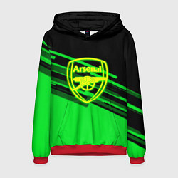 Толстовка-худи мужская Arsenal geometry line green, цвет: 3D-красный