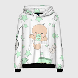 Толстовка-худи мужская Малыш, цвет: 3D-черный