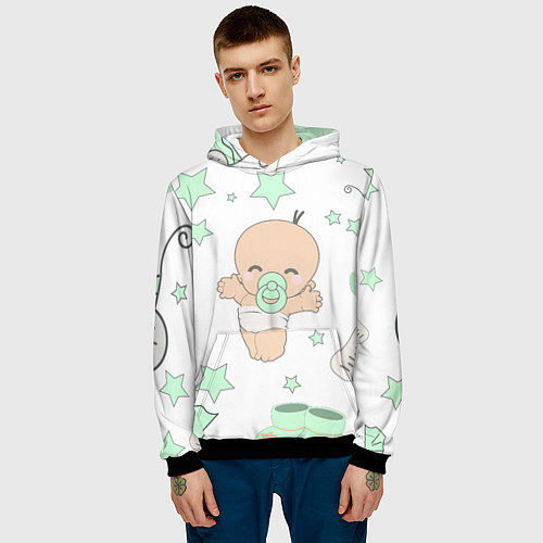 Мужская толстовка Малыш / 3D-Черный – фото 3