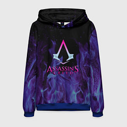 Толстовка-худи мужская Assassins Creed flame, цвет: 3D-синий