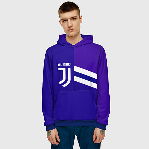 Мужская толстовка Juventus sport geometry line / 3D-Синий – фото 3