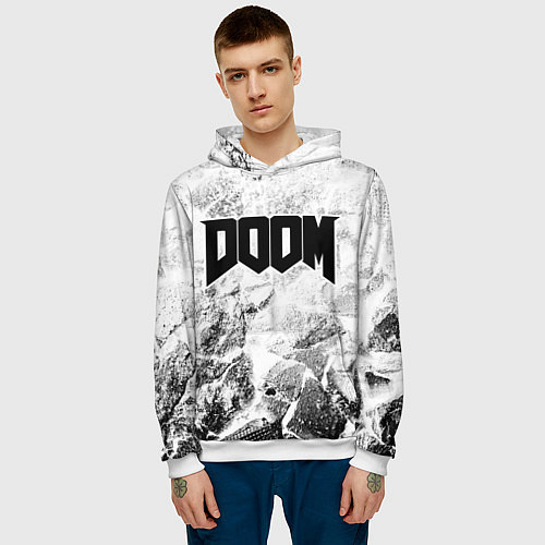 Мужская толстовка Doom white graphite / 3D-Белый – фото 3