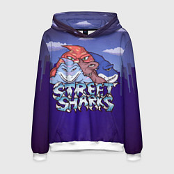 Толстовка-худи мужская Street sharks - Городские Уличные Акулы, цвет: 3D-белый