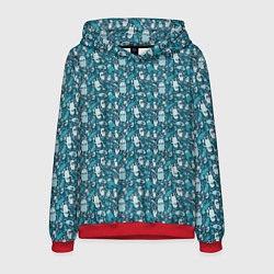 Толстовка-худи мужская Монстры с языком - паттерн, цвет: 3D-красный