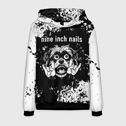 Толстовка-худи мужская Nine Inch Nails рок пес, цвет: 3D-черный