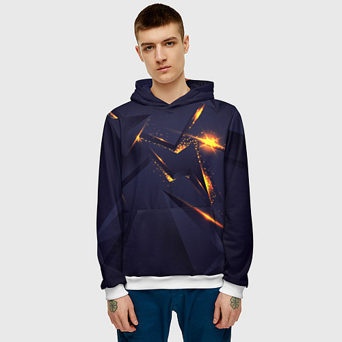 Мужская толстовка Золотые неоновые плиты / 3D-Белый – фото 3