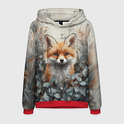 Толстовка-худи мужская Грустный лисёнок, цвет: 3D-красный