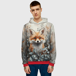Толстовка-худи мужская Грустный лисёнок, цвет: 3D-красный — фото 2