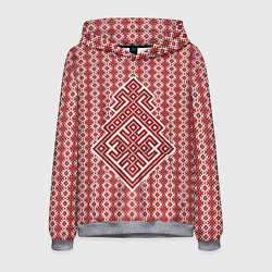 Толстовка-худи мужская Старославянский оберег макошь в символьном узоре, цвет: 3D-меланж