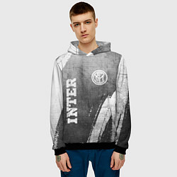 Толстовка-худи мужская Inter - grey gradient вертикально, цвет: 3D-черный — фото 2