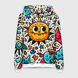 Толстовка-худи мужская Doodle parade, цвет: 3D-белый