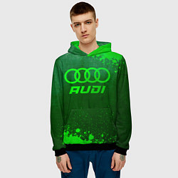 Толстовка-худи мужская Audi - green gradient, цвет: 3D-черный — фото 2