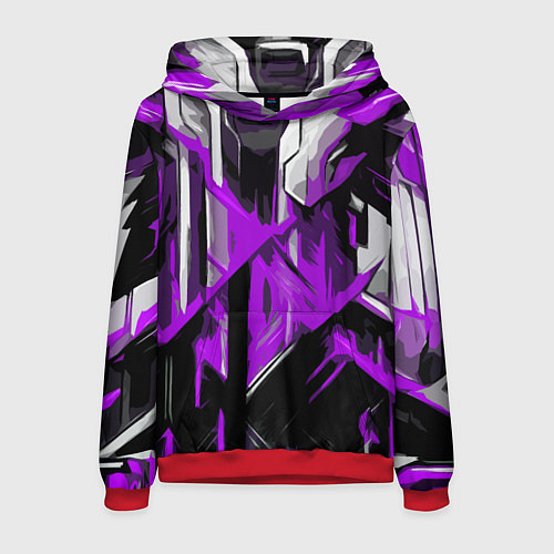 Мужская толстовка White and purple abstraction on a black background / 3D-Красный – фото 1