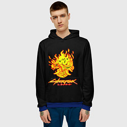 Толстовка-худи мужская Cyberpunk 2077 fire logo, цвет: 3D-синий — фото 2