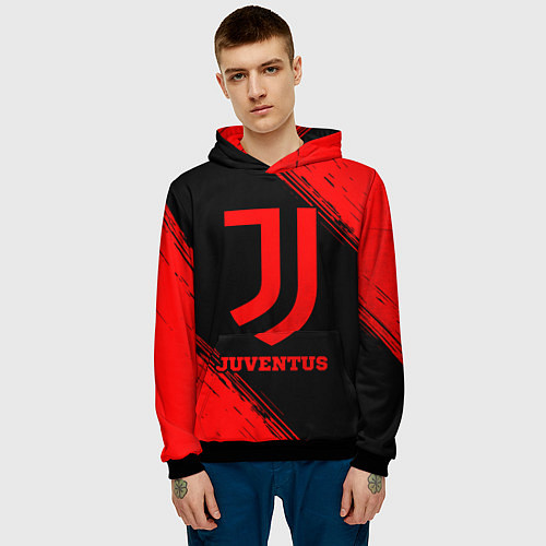 Мужская толстовка Juventus - red gradient / 3D-Черный – фото 3