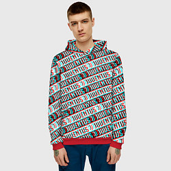 Толстовка-худи мужская Ювентус глитч паттерн, цвет: 3D-красный — фото 2