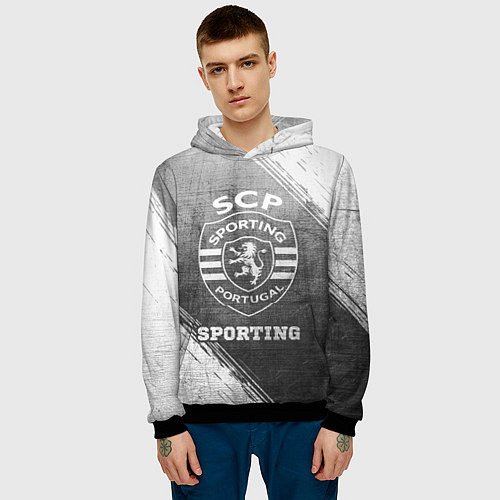 Мужская толстовка Sporting - grey gradient / 3D-Черный – фото 3