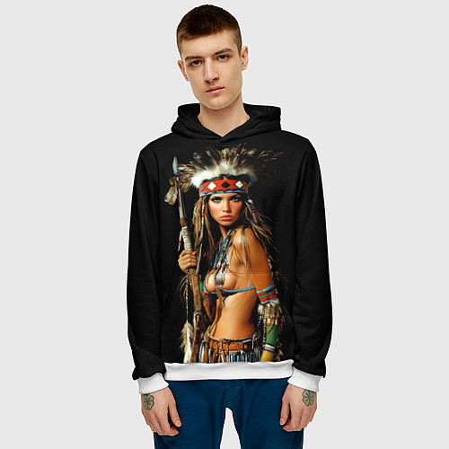 Мужская толстовка Амазонка в роуче с пикой / 3D-Белый – фото 3