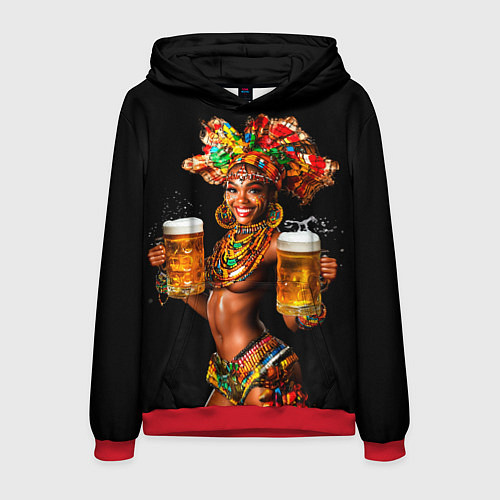 Мужская толстовка Пиво африканское - подача топлес / 3D-Красный – фото 1