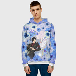 Толстовка-худи мужская Волшебница и злой офицер - Миллер и Мимори, цвет: 3D-белый — фото 2